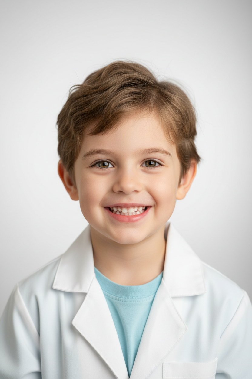 Smiling child after early orthodontic support